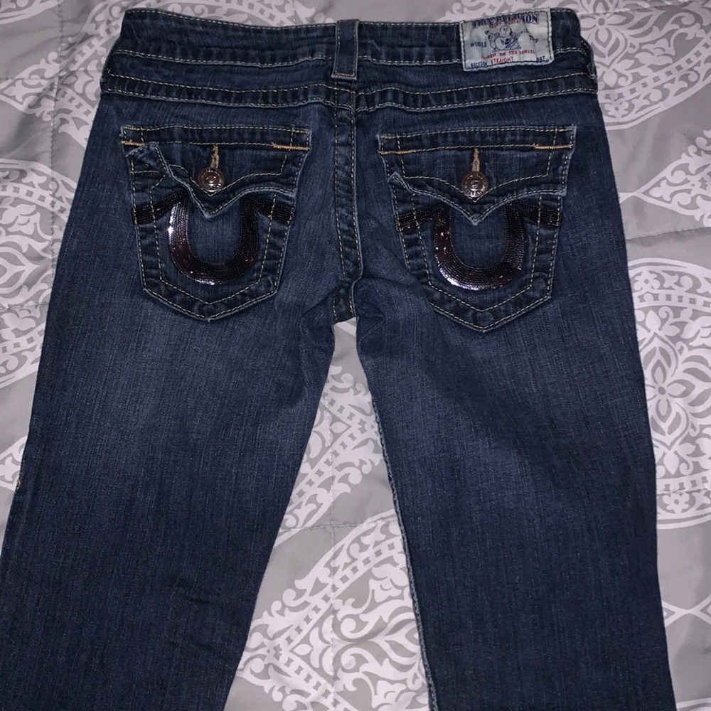 Low-Rise True Religion Straight Jeans